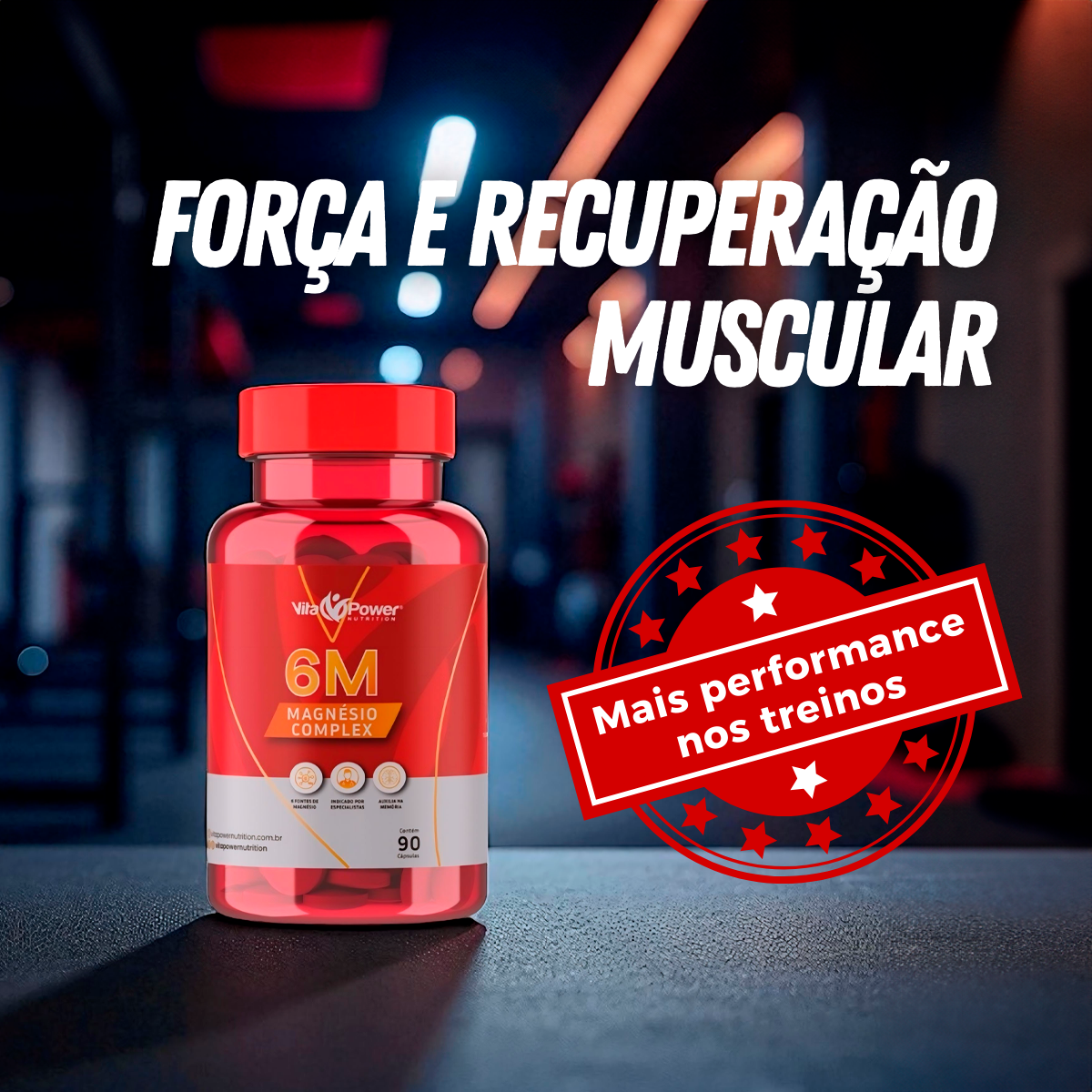6m Magnésio Complex 90 CAPS - Sono Tranquilo + Energia + Foco!
