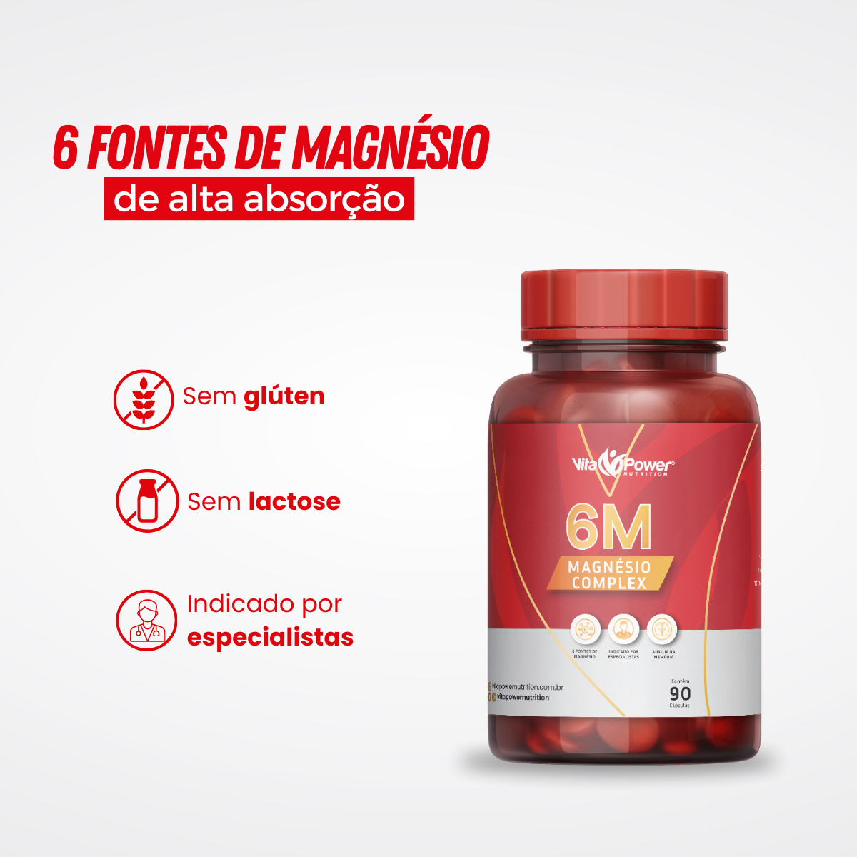 Kit 6M Magnésio Complex 90 Caps + Creatina 300g