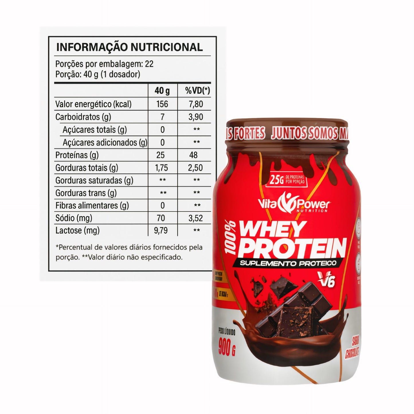 Combo 2x Potes Whey Protein V6 900g
