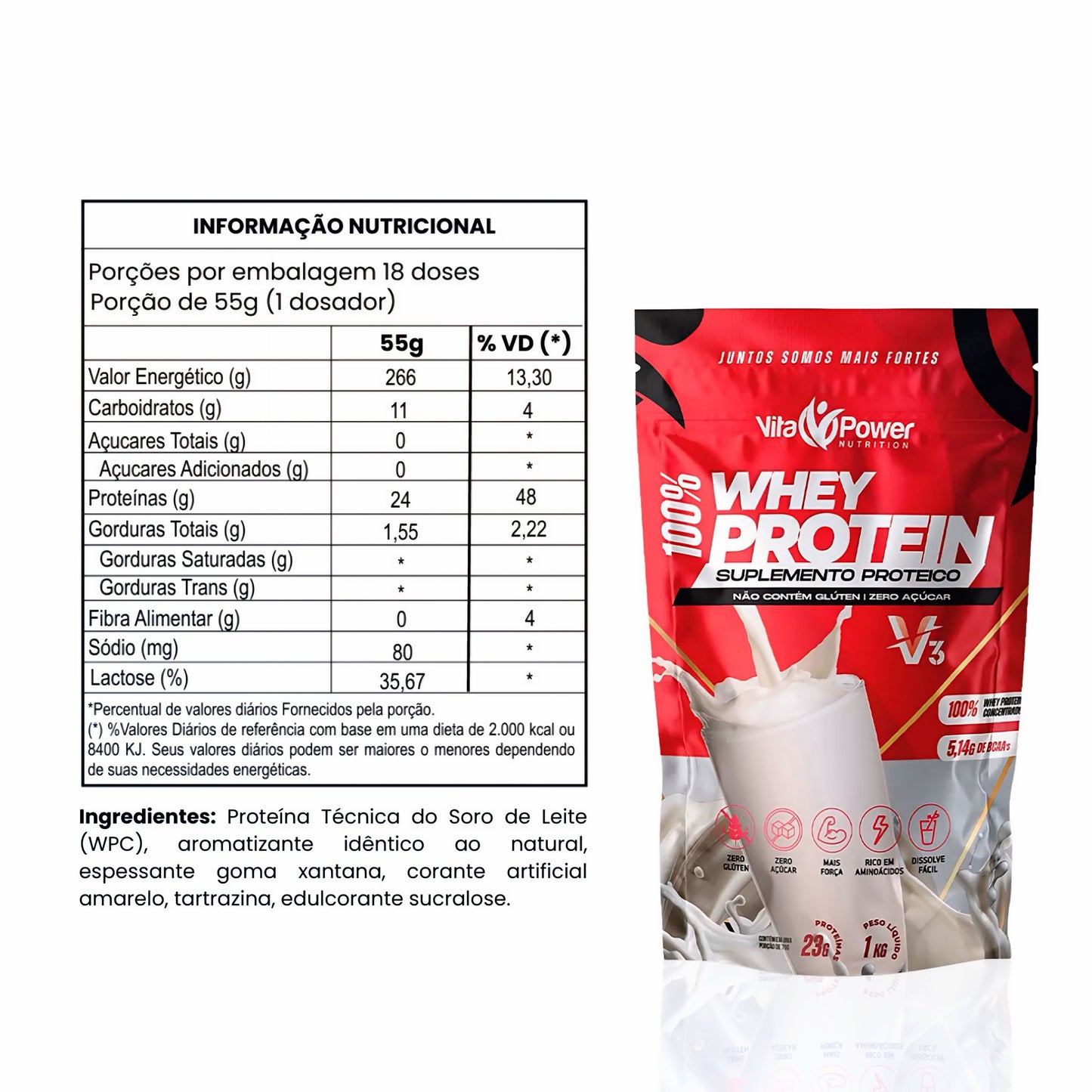 100% Whey Protein V3 1KG Refil
