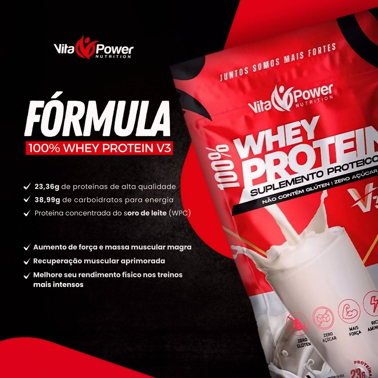 100% Whey Protein V3 1KG Refil
