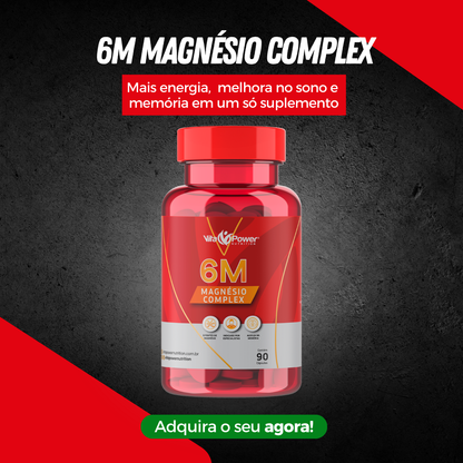 6m Magnésio Complex 90 CAPS - Sono Tranquilo + Energia + Foco!