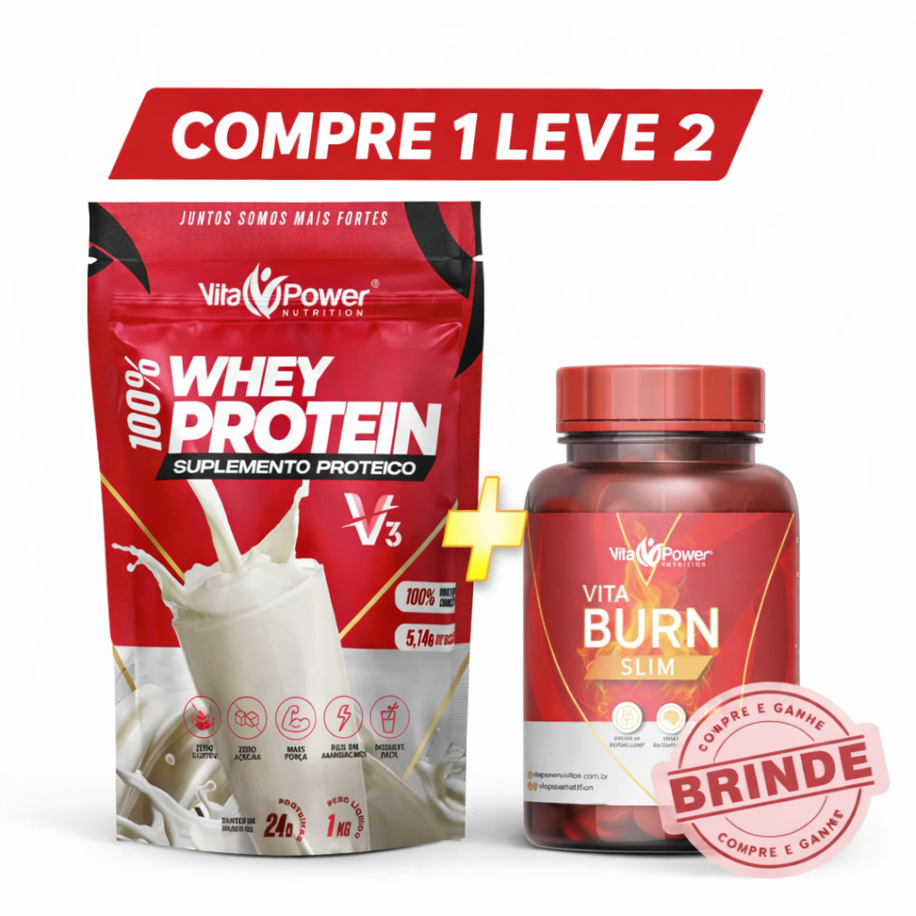 Whey Protein 1kg + Termogênico Brinde