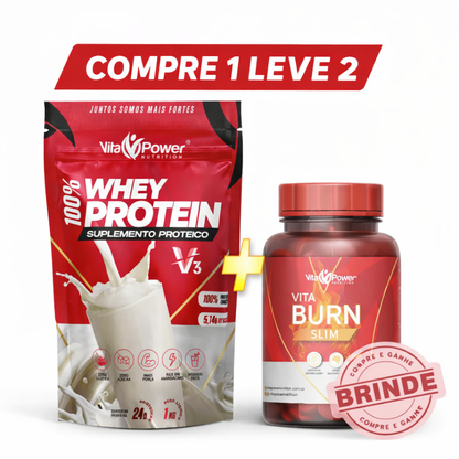 Whey Protein 1kg + Termogênico Brinde