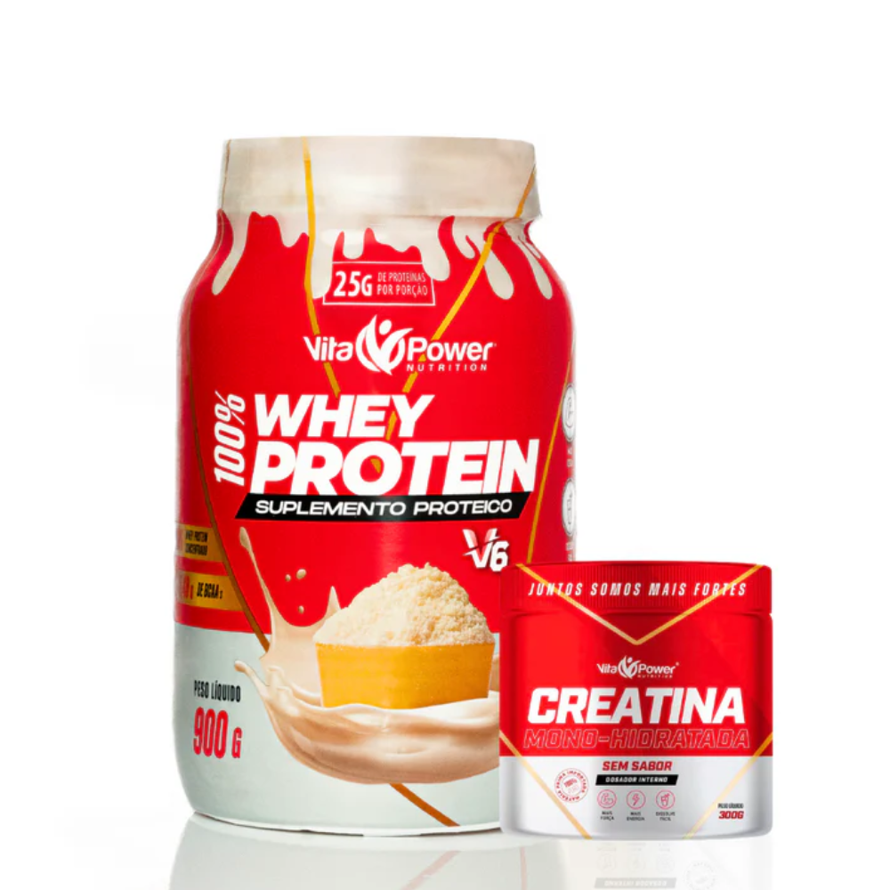 100% Whey Protein V6 900g + Creatina 300g