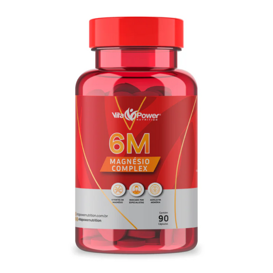 6m Magnésio Complex 90 CAPS - Sono Tranquilo + Energia + Foco!