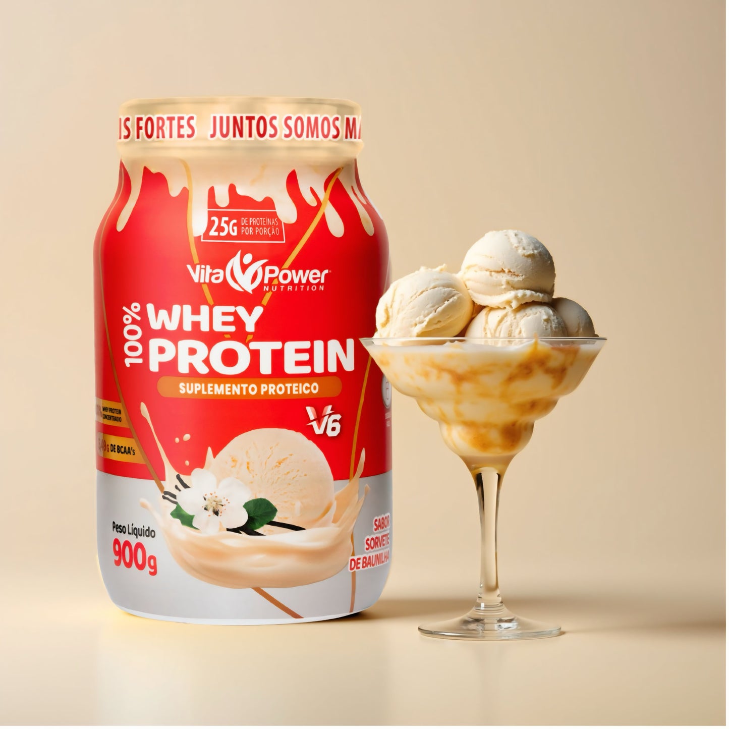 100% Whey Protein 900g V6 power