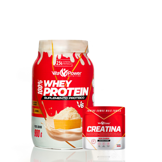 100% Whey Protein V6 900g + Creatina 300g