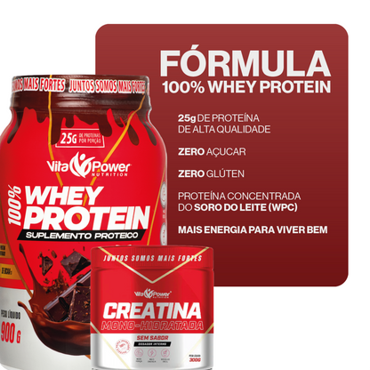 100% Whey Protein V6 900g + Creatina 300g