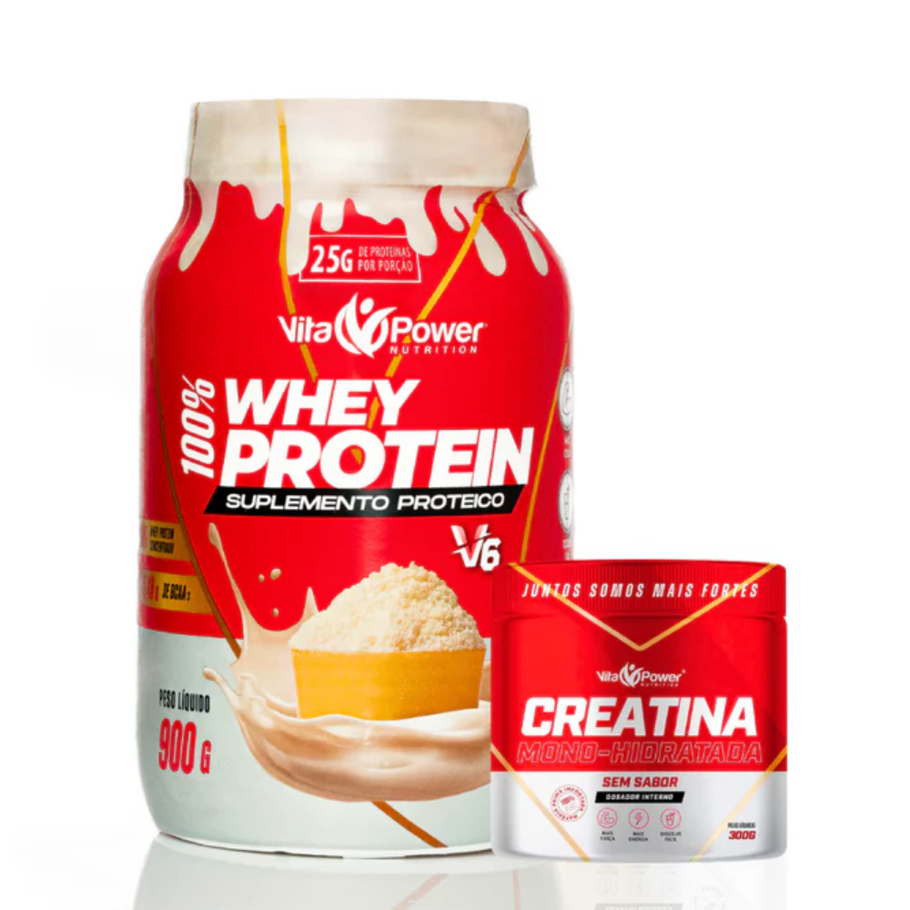 100% Whey Protein V6 900g + Creatina 300g